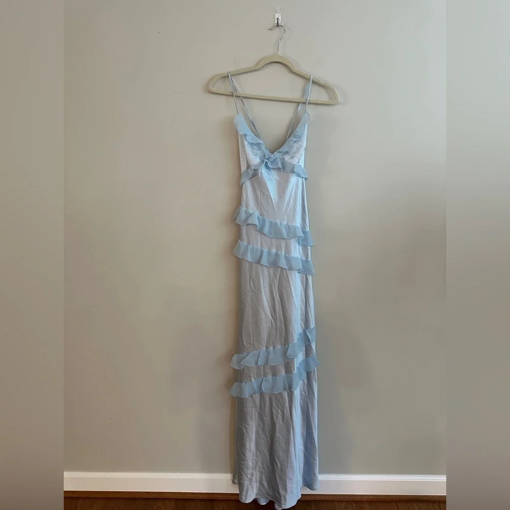 Beginning Boutique Inara Blue Ruffle Maxi Dress - Size 12 - Picture 13 of 16